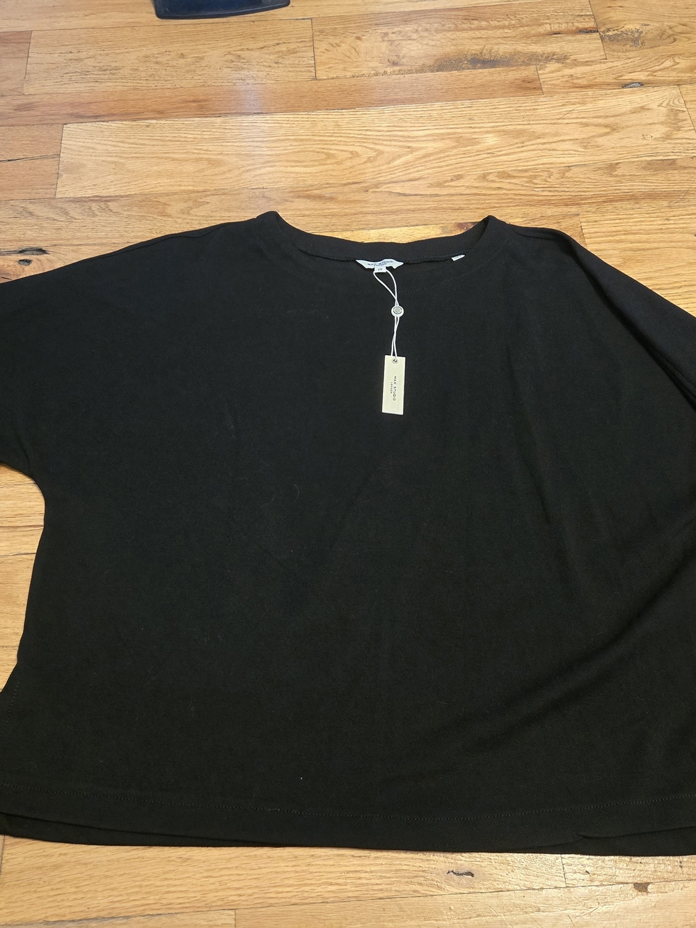 Max Studio Black Boxy Short Sleeve Top
